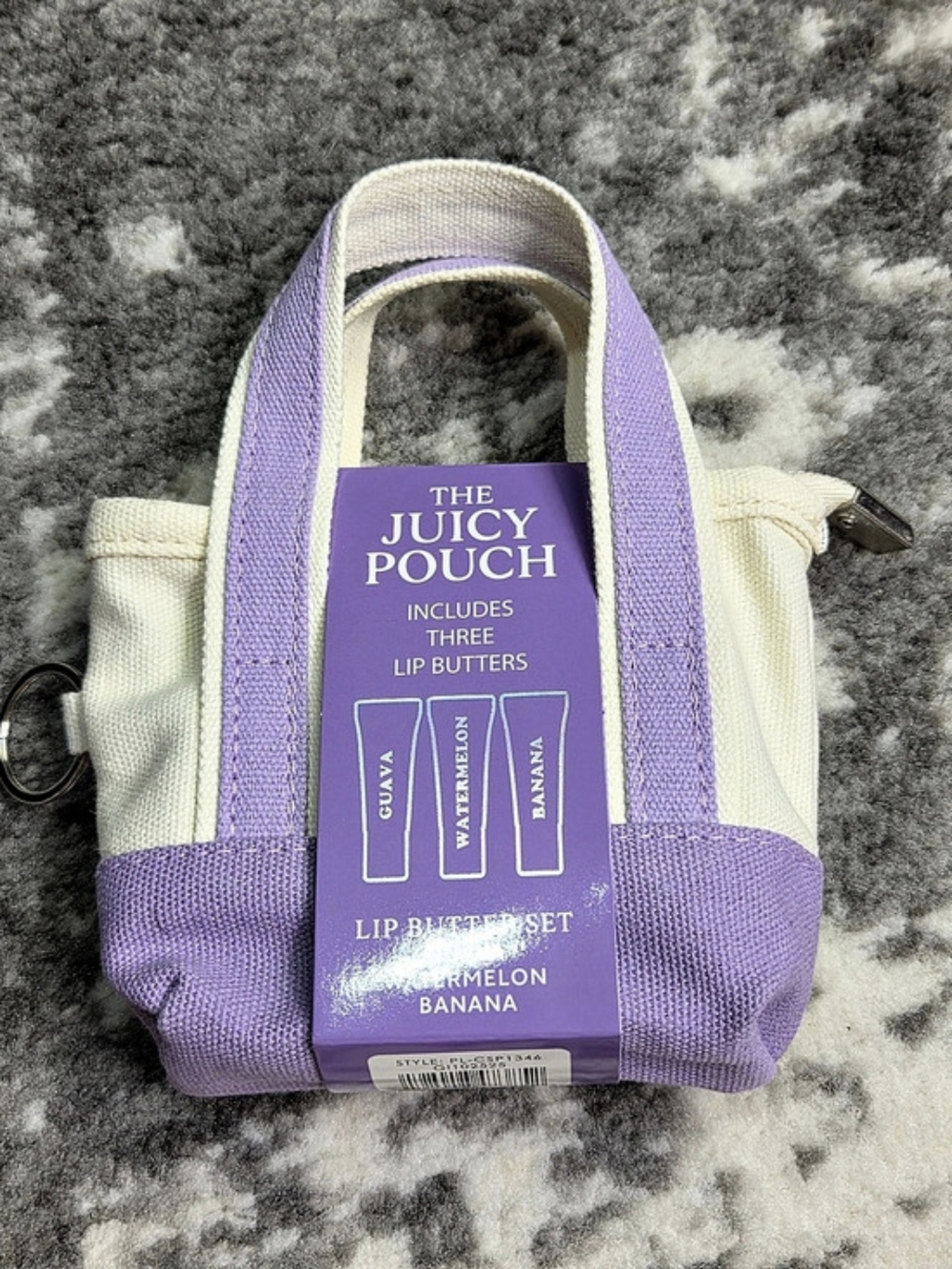 The Juicy Pouch Lip Butter Set Purple & Cream NWT Mini Tote Purse Charm